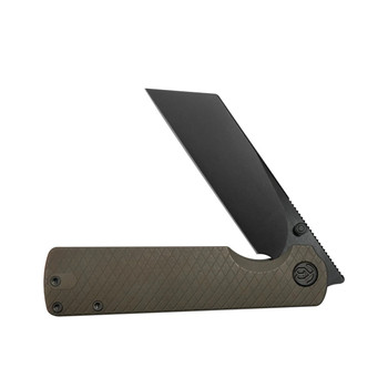 KB Get Some Folding Knife Bronze Anodized Titanium Handle 3.35" DLC Stonewashed M390 Tanto Blade KB445D