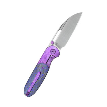 KB Icicle Folding Knife Crystallized Titanium Purple Ano Handle Zircuti Inlays Elmax Blade KB432D