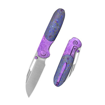 KB Icicle Folding Knife Crystallized Titanium Purple Ano Handle