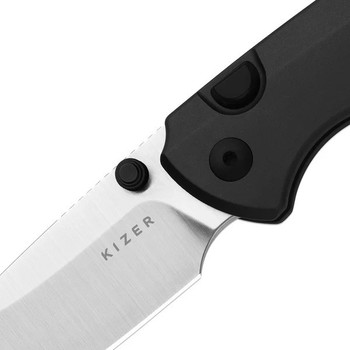 (Small Scratches on Handle) Open Box/Returned Kizer T1 BD Folding Knife Gray Aluminum Handle Elmax Drop Point Plain Edge Satin Finish Ki3490.2BDA1