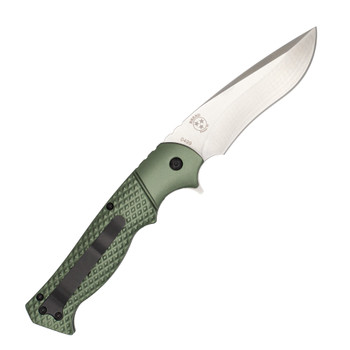 CobraTec Vandal Spring Assisted Folding Knife Sage Gray Aluminum Handle D2 Kukri Satin Blade CTVDLSGR