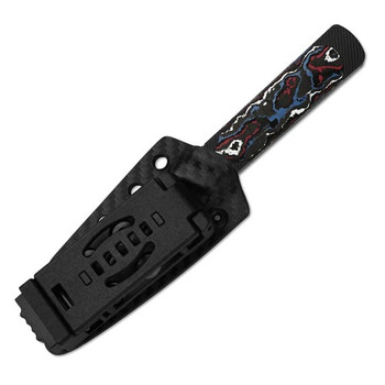 (Coming August 1st) Kizer Hallow KwikSwap Fixed Blade Knife Black Aluminum/Fat Carbon Nebula Handle Z-Wear PM Plain Edge Polished DLC Ultra Finish 1123A3