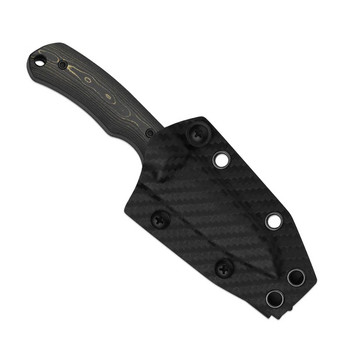 (Coming August 1st) Kizer Field Mouse Fixed Blade Knife Gold Camo FatCarbon Handle 3V Plain Edge Black Coated Finish 1135A1