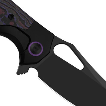 (Coming August 1st) Kizer Cyclone Folding Knife Black/Purple Titanium/FatCarbon Purple Haze Handle S35VN Plain Edge Matte Black DLC Ultra Finish Ki3734A1