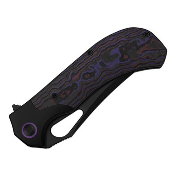 (Coming August 1st) Kizer Cyclone Folding Knife Black/Purple Titanium/FatCarbon Purple Haze Handle S35VN Plain Edge Matte Black DLC Ultra Finish Ki3734A1