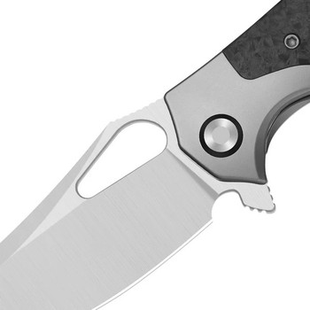 Kizer Cyclone Folding Knife Dark Gray Titanium/Carbon Fiber Handle S35VN Plain Edge Satin Finish KI3734A2