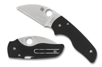 (Mark on Blade) Open Box/Returned Spyderco Lil' Native Folding Knife Black G10 Handle S30V Plain Edge 230GPWC