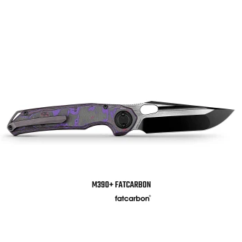 Vosteed Thunderbird V Folding Knife Purple Haze FatCarbon Handle M390 Ti PVD and Satin Finish A0319