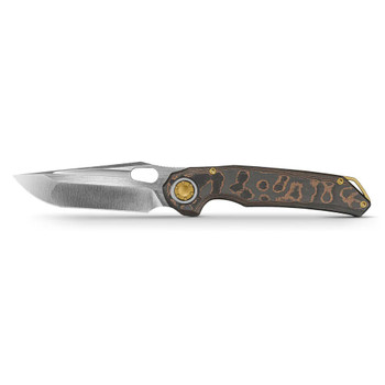 Vosteed Thunderbird V Folding Knife Copper Camo FatCarbon Handle M390 Plain Edge Dual Satin/Bead Blast Finish A0321