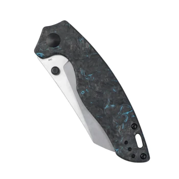 Discontinued Kizer Towser K Folding Knife Dark Matter Blue FatCarbon Handle 3.50" Satin Elmax Sheepsfoot Blade Ki4593A1