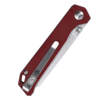 Discontinued Kizer Mini Begleiter Folding Knife Red Richlite Handle 2.91" Black Stonewashed Nitro-V Tanto Blade V3458RN3