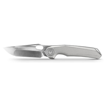 Vosteed Thunderbird V Ferrum Seer Folding Knife Gray Titanium Handle M390 Plain Edge Dual Satin/Bead Blast Finish A0324