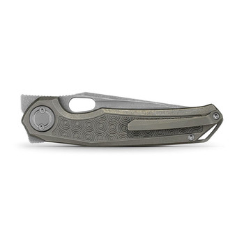Vosteed Thunderbird V Folding Knife Antique Brasswash Titanium Handle M390 Plain Edge Acid Wash/Stonewash Finish A0325