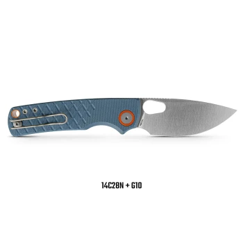 Vosteed Porcupine Folding Knife Blue G10 Handle 2.99" Satin 14C28N Drop Point Blade A2621