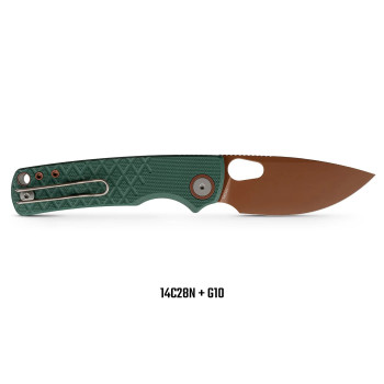 Vosteed Porcupine Folding Knife Green G10 Handle 2.99" Copper Dune 14C28N Drop Point Blade A2623