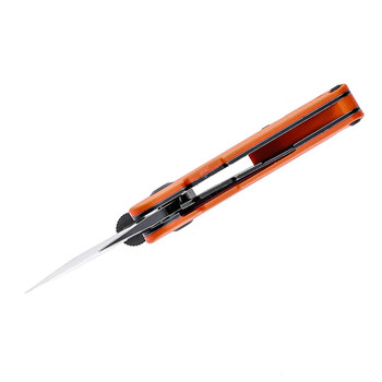 Kansept Dash Folding Knife Orange G10 Handle 154CM Plain Edge Black Stonewash Finish T3045A3
