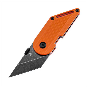 Kansept Dash Folding Knife Orange G10 Handle 154CM Plain Edge Black Stonewash Finish T3045A3