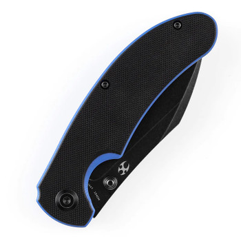 Kansept Nesstreet Folding Knife Black/Blue G10 Handle 154CM Plain Edge Black Stonewash Finish T1039A4