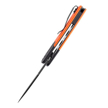 Kansept Reverie Folding Knife Black/Orange G10 Handle 154CM Plain Edge Black Stonewash Finish T2025B3