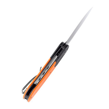 Kansept Reverie Folding Knife Black/Orange G10 Handle 154CM Plain Edge Black Stonewash Finish T2025B3