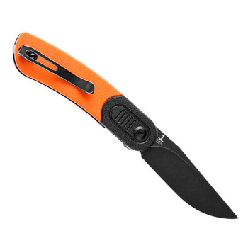 Kansept Reverie Folding Knife Black/Orange G10 Handle 154CM Plain Edge Black Stonewash Finish T2025B3