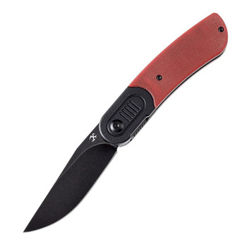 Kansept Reverie Folding Knife Black/Red G10 Handle 154CM Plain Edge Black Stonewash Finish T2025B6