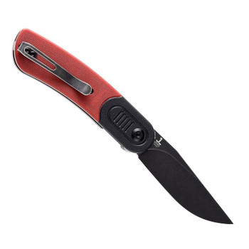Kansept Reverie Folding Knife Black/Red G10 Handle 154CM Plain Edge Black Stonewash Finish T2025B6
