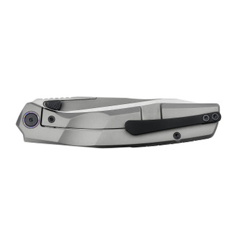 Ferramonster Astrome Folding Knife Bead Blast Titanium Handle S90V Plain Edge Belt Satin Finish FM23009-A