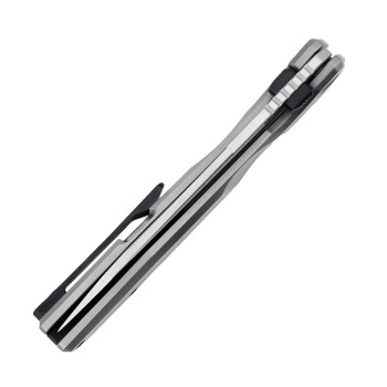 Ferramonster Astrome Folding Knife Bead Blast Titanium Handle S90V Plain Edge Belt Satin Finish FM23009-A
