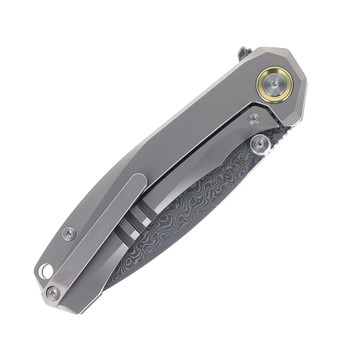 SixLeaf Folding Knife Black Titanium/Carbon Fiber Handle Damascus Plain Edge SL-107-CF-Black