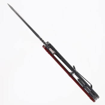 Hinderer Project X Folding Knife Sheepsfoot Stonewashed Magnacut Blade Red G10 & Working Finish Titanium Handle