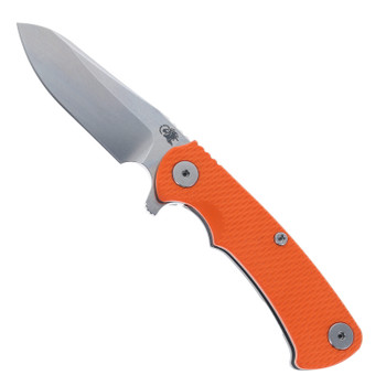 Hinderer Project X Folding Knife Sheepsfoot Stonewashed Magnacut Blade Orange G10 & Working Finish Titanium Handle