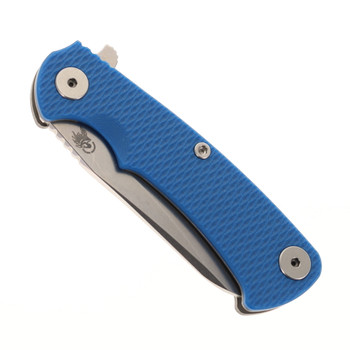 Hinderer Project X Folding Knife Sheepsfoot Stonewashed Magnacut Blade Blue G10 & Working Finish Titanium Handle