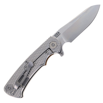 Hinderer Project X Folding Knife Sheepsfoot Stonewashed Magnacut Blade Coyote G10 & Stonewashed  Titanium Handle