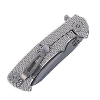 Hinderer Project X Folding Knife Sheepsfoot Stonewashed Magnacut Blade Blue/Black G10 & Stonewashed Titanium Handle