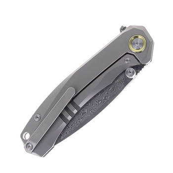 SixLeaf Folding Knife Purple Titanium Handle Damascus Plain Edge SL-107-Ti-Purple
