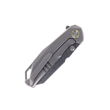 SixLeaf Folding Knife Black Titanium/Carbon Fiber Handle Damascus Plain Edge SL-108-CF-Black