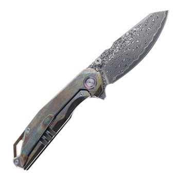 SixLeaf Folding Knife Lightning/Black Titanium/Carbon Fiber Handle Damascus Plain Edge SL-108-Lightning-Black