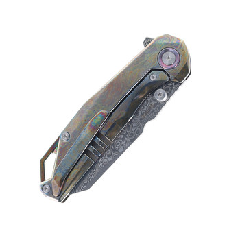 SixLeaf Folding Knife Lightning/Black Titanium/Carbon Fiber Handle Damascus Plain Edge SL-108-Lightning-Black