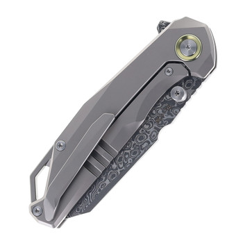 SixLeaf Folding Knife Titanium/Purple Floral Handle Damascus Plain Edge SL-108-Ti-Purple-1