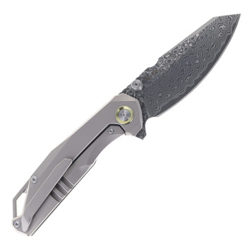 SixLeaf Folding Knife Titanium/Purple Floral Handle Damascus Plain Edge SL-108-Ti-Purple-1