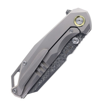 SixLeaf Folding Knife Purple Pattern Titanium Handle Damascus Plain Edge SL-108-Ti-Purple-2