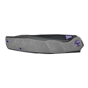 Ferramonster Astrome Folding Knife Black Titanium Handle S90V Plain Edge Belt Satin/DLC Finish FM23009-B