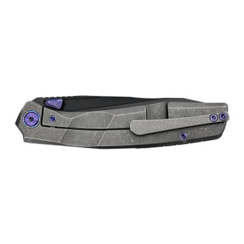 Ferramonster Astrome Folding Knife Black Titanium Handle S90V Plain Edge Belt Satin/DLC Finish FM23009-B