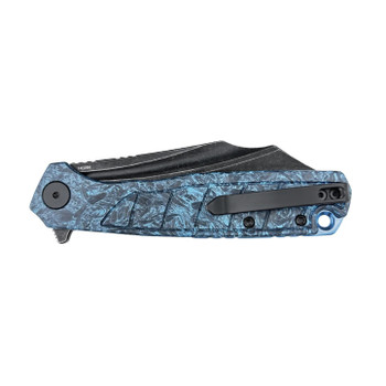Wixco Splark Folding Knife Blue Shredded Carbon Fiber Handle 14C28N Plain Edge Black Stonewash Finish WX20-A