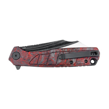 Wixco Splark Folding Knife Red Luminous Shredded Carbon Fiber Handle 14C28N Plain Edge Black Stonewash Satin Finish WX20-B