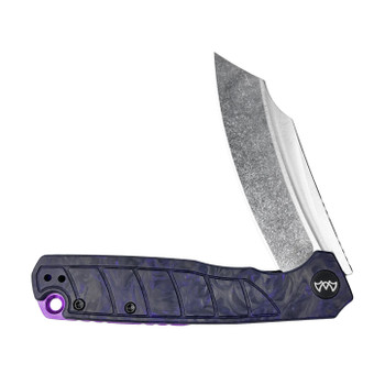Wixco Splark Folding Knife Purple Shredded Carbon Fiber Handle 14C28N Plain Edge Stonewash WX20-C