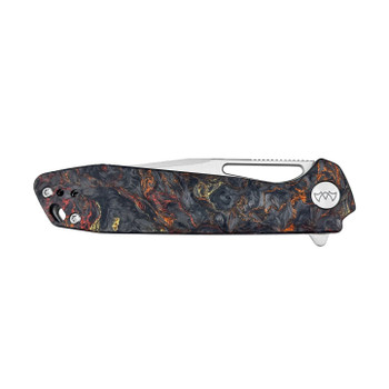 Wixco Ragnar Folding Knife Red Shredded Carbon Fiber Handle 14C28N Plain Edge Satin Finish WX11-C