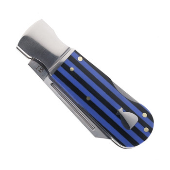 Finch Sugar House Pretty Boy Blue Note Folding Knife Layered Black/Blue G10 Handle 14C28N Clip Point Plain Edge Satin Finish