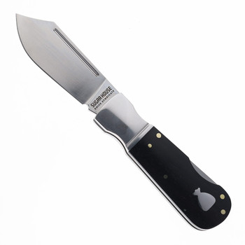 Finch Sugar House Pretty Boy Blackjack Folding Knife Sandalwood Handle 14C28N Clip Point Plain Edge Satin Finish